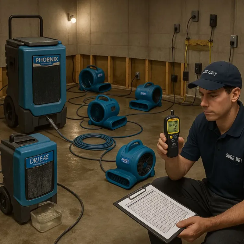 Structural Drying and Dehumidification process in Hill County, TX